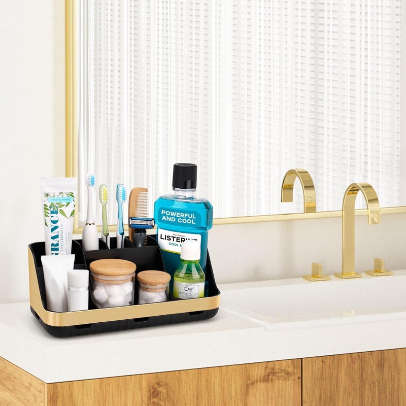 GFWARE Gold Toothbrush Holders for Bathrooms Countertop Organizer - Detachable 7 Slots Electric Toothbrush and Toothpaste Holder, Kids Organization and Storage, Restroom Accessories Vanity Stuff - Image 2